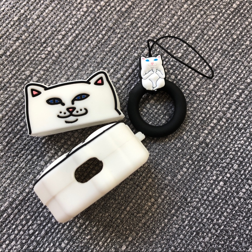 AirPods Case Cover RipNDip Lord Nermal White Cat - Picture 3 of 3